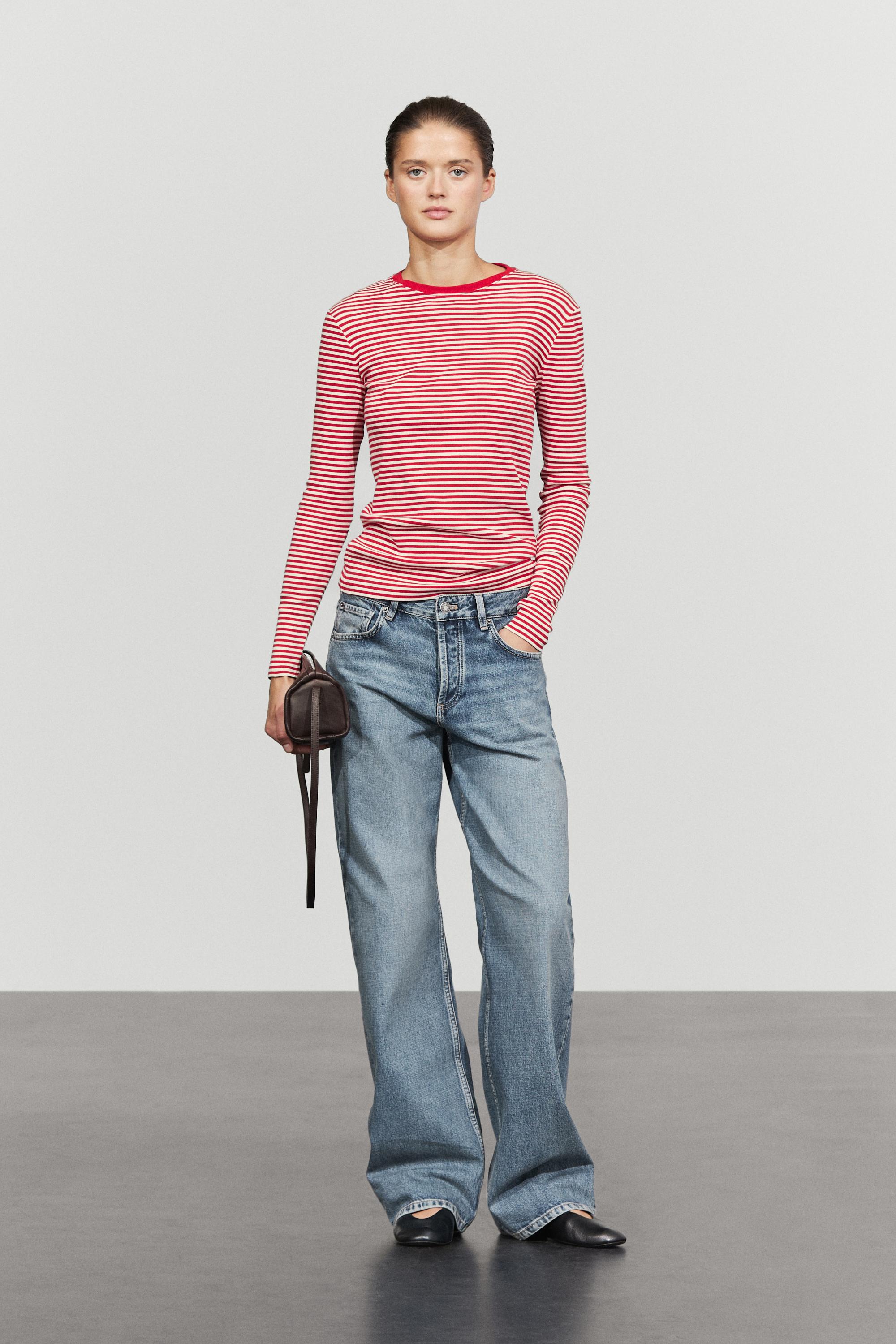 100% cotton long sleeve striped T-shirt